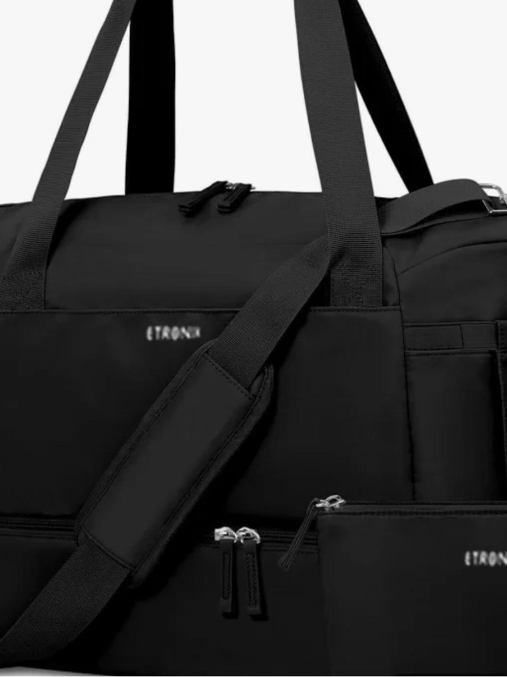 Eteonix Black Men's Duffel Bag with Removable Shoulder Strap w/ usb charger